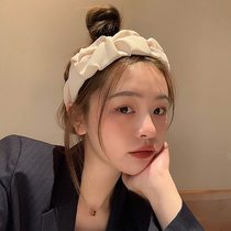 Korean pleated hairband female net red 2021 new face-washing headband simple fashion headdress wide-brimmed hairpin hair accessories