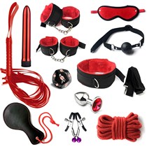 12Pcs Set Sexual Bondage Handcuff Whip Blindfold Adult Coupl