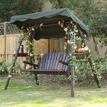 Anti-corrosive wood solid wood autumn thousands double floor rain-proof sun protection ceiling balcony hanging chair patio outdoor carbonated wood rocking chair