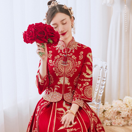 Xiuhefu 2022 New Bride Married Chinese Wedding Dress Toast Small Summer Big Dodge Showu Woman
