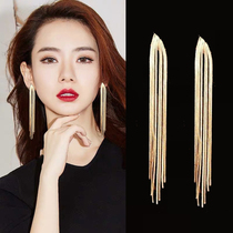 Korean temperament tassel earrings womens long sterling silver retro drop earrings atmospheric high-end sense earrings 2021 new trend