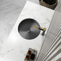 Moseng high round Nordic black stainless steel under the table basin embedded wash basin Household light luxury wind wash basin