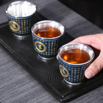 Custom master cup with last name Hundred names Silver teacup Sterling silver 999 household kung fu single ceramic Gilt silver cup