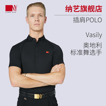 Na Yi dance suit male 2019 new POLO shirt stand-up collar Latin dance top National standard dance modern dance practice suit training