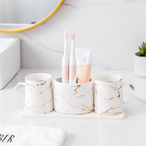 Nordic style mouthwash cup set Light luxury couple a pair of brushing cups Household simple washing tooth cylinder cup ceramic