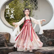 Hanfu girl Autumn Chinese style super fairy skirt little girl red costume dress children Tang suit summer high end
