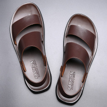 Mens sandals Genuine Leather Summer 2022 New Slippers Dual Purpose Anti-Slip Soft Bottom 100 Hitch Casual Bull Leather Sandal
