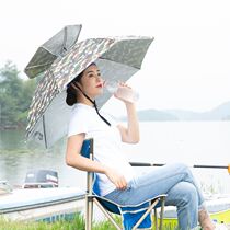 Fishing parasol head umbrella hat umbrella hat rainproof headband folding hat large bucket top