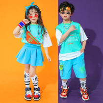 Childrens performance clothing Summer boys clothing Hip-hop hip-hop suit Girls hiphop jazz dance catwalk trend