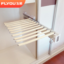 Promotional side-loading wardrobe trouser rack full pull-out push-pull telescopic West trouser rack flocking non-slip anti-wrinkle pull hanger