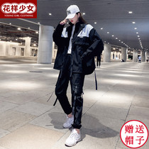 Dark set set fried street handsome 2021 Autumn Winter Super fire overalls Foreign Air Age Tide brand female hip hop spring dress