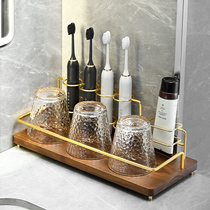 Toothbrush rack walnut countertop light luxury bathroom bathroom home electric toilet mouthwash Cup wash table