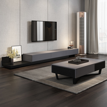 Nordic TV cabinet Tea Table Combo Black Grey retractable TV enclosure Modern minimalist Living room Small family type lockers