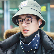 Glasses frame male myopia glasses can be equipped with anti-blue light black frame without screws black big face Liu Haoran with the same frame