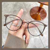 Ins wind ultra-light myopia glasses women can be equipped with degree anti-blue blue net red Korean tide retro art eye frame