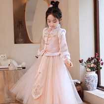 Girls New Years clothing Chinese clothes velvet thick children Chinese style baby Tang little girl dress winter dress