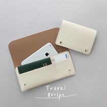 Go abroad leather long and short passport holder passport bag men and women business trip air ticket multi-function clutch document bag