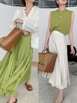 taupe store fog fritillary light fluttering pleated skirt thin crotch spring and summer versatile skirt