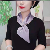  Korean version of the solid color small square scarf womens summer new thin flash diamond scarf wild professional season scarf sunscreen neck scarf