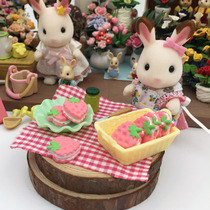 1 12 Mini food play house food play scene-strawberry sandwich biscuits