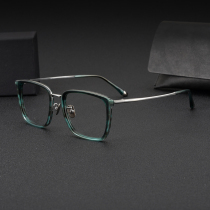 New hard goods Japanese and Korean art square wide-face myopia glasses frame pure Titanium ultra-lightweight plate frame men and women models