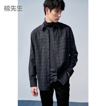 Mr. Cotton cotton polished Plaid long sleeve shirt mens autumn and winter light business casual shirt loose fashion