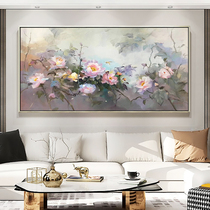 Hand-painted oil painting living room decoration painting modern simple light luxury new Chinese hanging painting sofa background wall flower murals