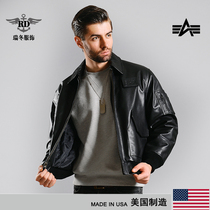 US imported ALPHA Airlines 45p flying leather jacket ALPHA Argentine calf leather jacket
