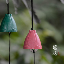 Day style cast iron wind Suzuki metal retro lotus and wind pendants Balcony Patio Temples hanging decoration bell gifts