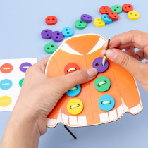 Mon Aids Stitch Buttons Threading Hand Eye Coordination Middle Class Daily Life Sewing Buckle Subwooded Threading Plate Toys
