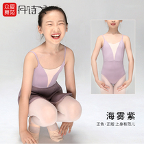 Danshige Dance Suit for Children Female Autumn Sling Female Deep V Back Siamese Basic Training Ballet Training Suit Body Suit