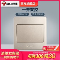Bull switch Single open double control switch 1 open one open double control switch One position one joint double control panel G07 gold