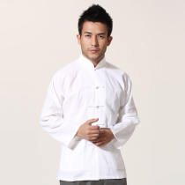 Tang suit men Chinese style cotton Taiji clothing Chinese style Han clothing National style old coarse cloth long sleeve base shirt top