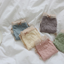 Sweet Mery ~ Bubbleunderwear Medium-high Waist Jacquard Seamless Pure Cotton Fabric Triangle Pants Cute Day Tie Underpants