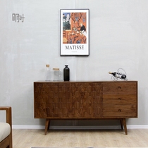 Ming time Beijing custom white wax Cherry black walnut wood Nordic simple living room entrance TV cabinet decoration cabinet