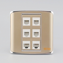Champagne color 86 type 2 computers 4 telephone sockets Panel Champagne gold RJ45 network cable RJ11 socket