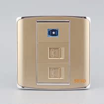 Champagne color 86 type 2 phones 1 SC fiber optic socket panel Champagne gold voice phone fiber optic socket