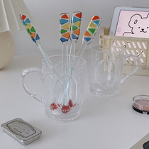 Moon Super Merchant Retro Color Mixing Rod Creative ins Wind Long Handle Juice Coffee Milk Tea Glass Bars