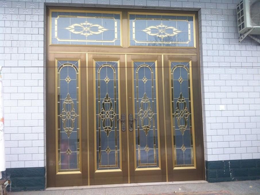 Hollow copper bar glass inlaid glass combination door glass art glass cabinet wine cabinet wooden door glass