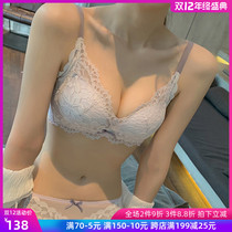Small chest collars underwear women without steel ring bra set sexy lace adjustment flat chest special thickening gathering