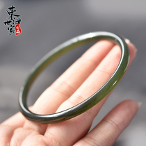 Donghai Family Hetian jade bracelet Tower green bracelet Qingyu round bracelet Jade fine net red Jingle bracelet Female Xia niche