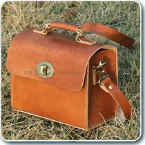 New Single Shoulder Inclined Satchel Handbag Hard Bull Leather Handmade Camera Bag Doctor Bag Retro Personality Art & Art Bag