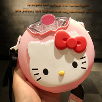 Donut kettle Childrens water cup Summer boy girl straw cup Kindergarten baby student water bottle strap