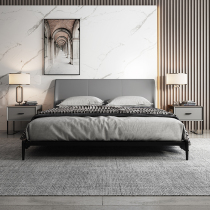 Italian minimalist light luxury leather bed Nordic modern simple master bedroom 1 8-meter double bed cowhide art wedding bed