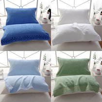 Pure plain white pillow towel a pair of old-fashioned towels Cotton Blue army dormitory military training green pillow headscarf