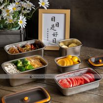Anti-sucking fresh-keeping box 304 stainless steel refrigerator special sealed storage rectangular box bento box