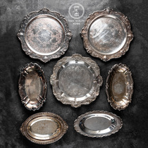 11 8 new E group Western VINTAGE VINTAGE VINTAGE silver plated dinner plate INS old ornaments