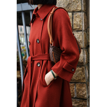 Double-breasted wool double-sided woolen coat womens autumn and winter lace double-breasted coat UG6PR020