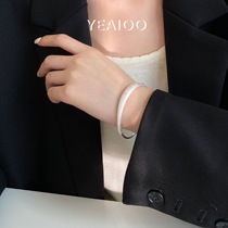 YEALOOs925 silver matte matte bracelet bright silver flash sand craft silver bracelet simple temperament Joker opening