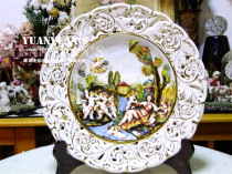 Italian antique capodimonte capodimonte Baroque artist hand-painted angel relief pan